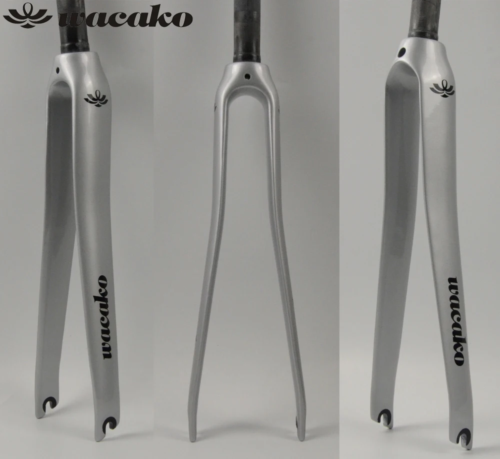 

wacako full Carbon Fork New Style Road Bike Fork Bicycle Parts 1-1/8 700c 367g road bicycle fork Cycling Accessories Silver