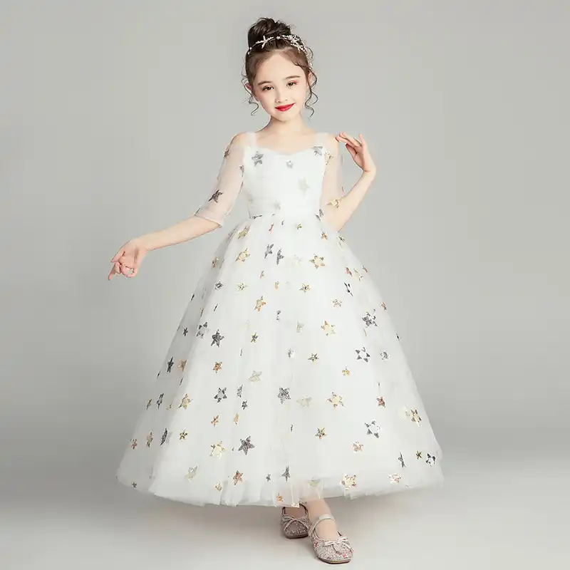 flower girl dress with petals in skirt