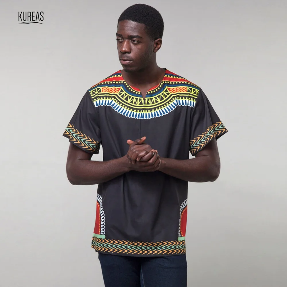 

Kureas Men's Dashiki T-Shirt Casual African Print Floral Tee Tribal Short Sleeve Tops Fashion Summer Clothing