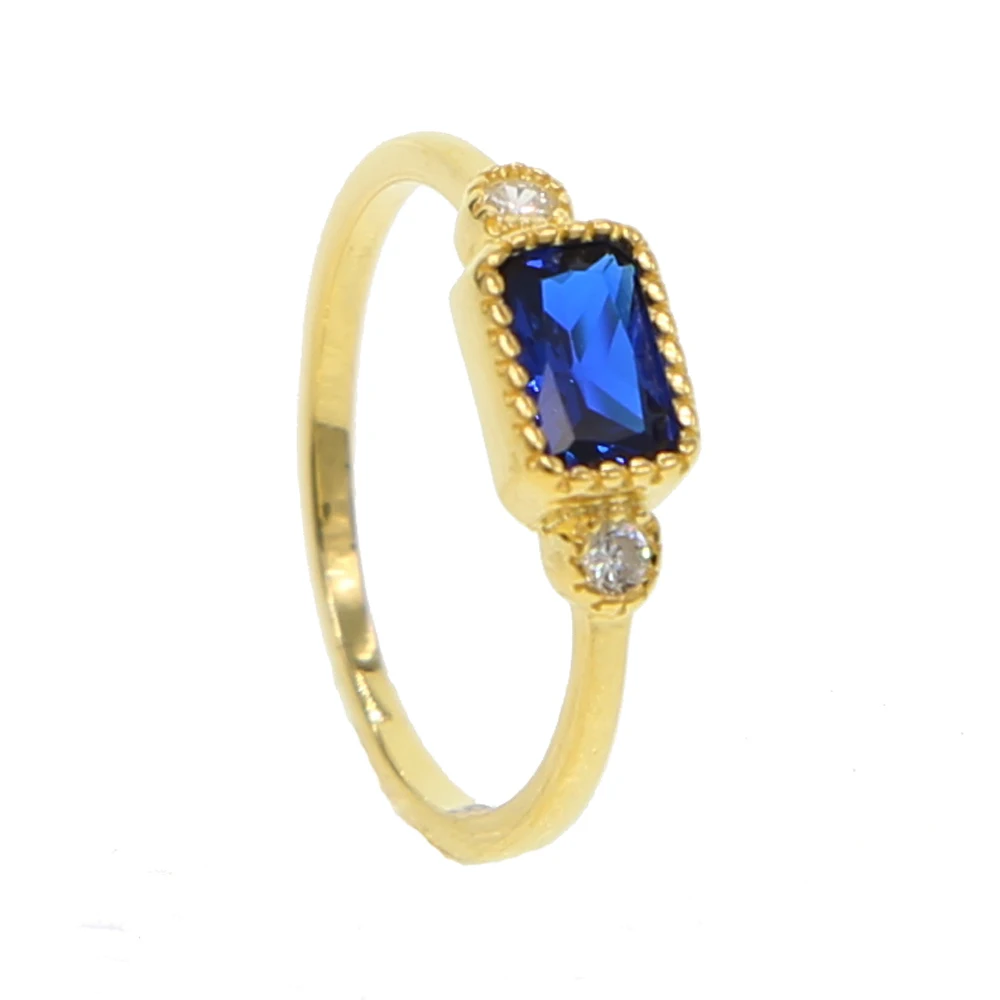 

2019 Engagement Wedding Ring For Women Classic Simple blue CZ Austrian Crystal Gold Color Fashion Jewelry 925 silver Lover Rings