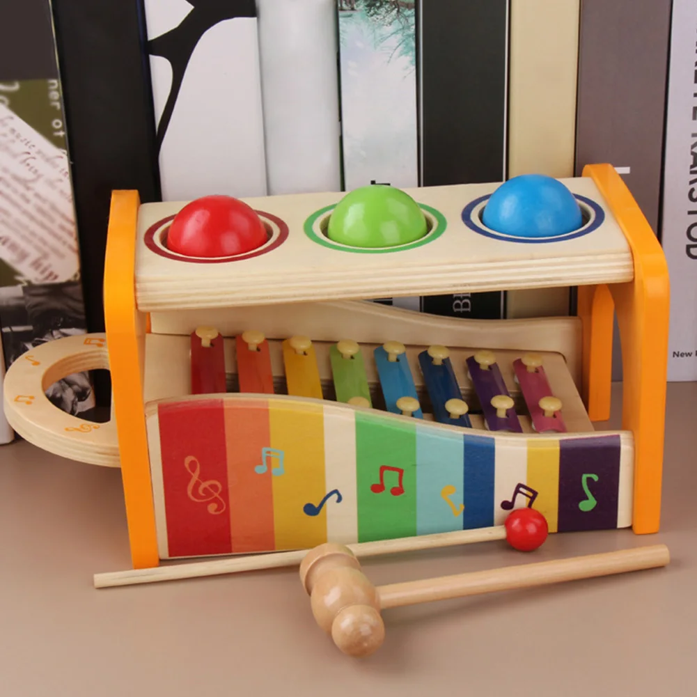

Xylophone Slide Out Educational Durable Pound And Tap Bright Colors Musical Wooden Toddler Knock Ball Gift Instruments