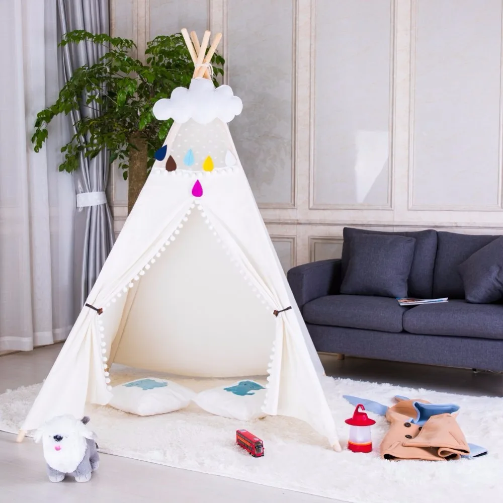 

Canvas Teepee Indoor Teepee Tent Child Indoor Playhouse Wigwam Tipi Kids Boys Teepee