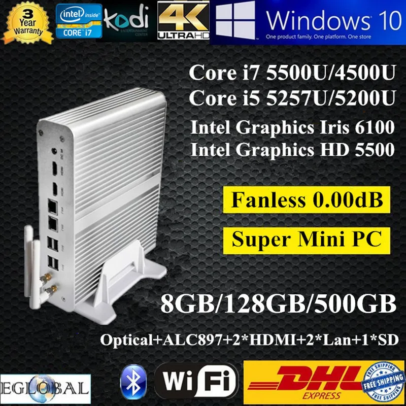 Better Than VOYO PIPO Mini PC Windows 10 8GB Ram 128GB SSD 500GB HDD Intel Core i7 5500U i5 5257U Graphics Iris 6100 HTPC 2 HDMI