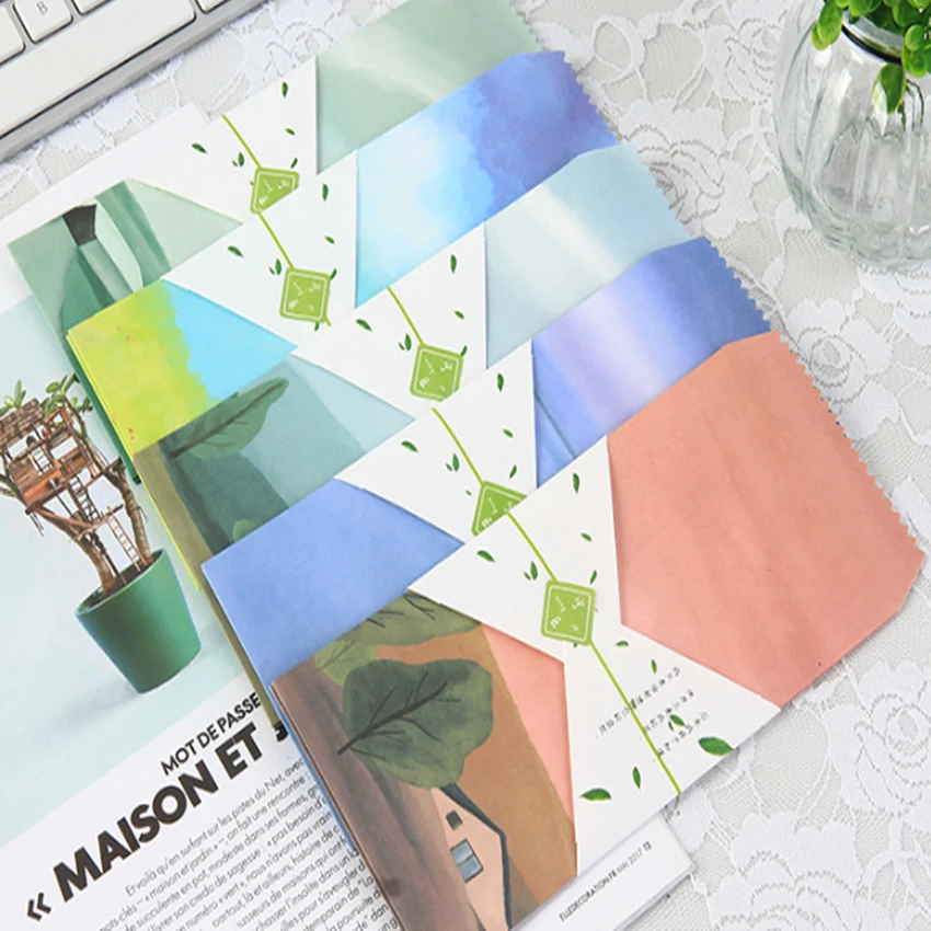 

5pcs/lot Colorful Paper Window Envelope Postcard Greeting Card Cover Stationary Gifts Paper Small Storage Bag