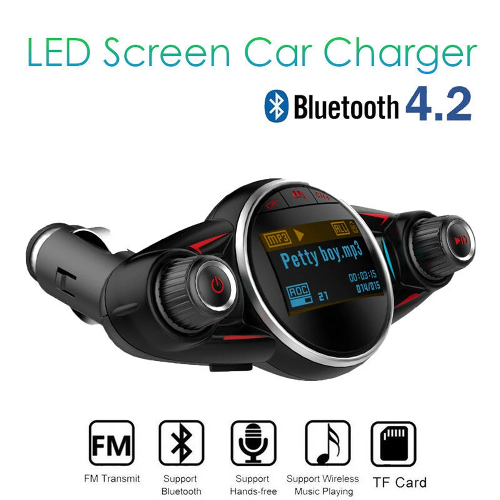 Wireless 1.3 Inch LED Screen USB Car Charger A2DP AUX Audio Auto Car MP3 Player Bluetooth Car Kit Handsfree FM Transmitter