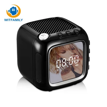 

Wireless Bluetooth LED Mini Digital Alarm Clock Speaker Electronic FM Radio LCD Mirror Display Snooze Home Portable Table Clock