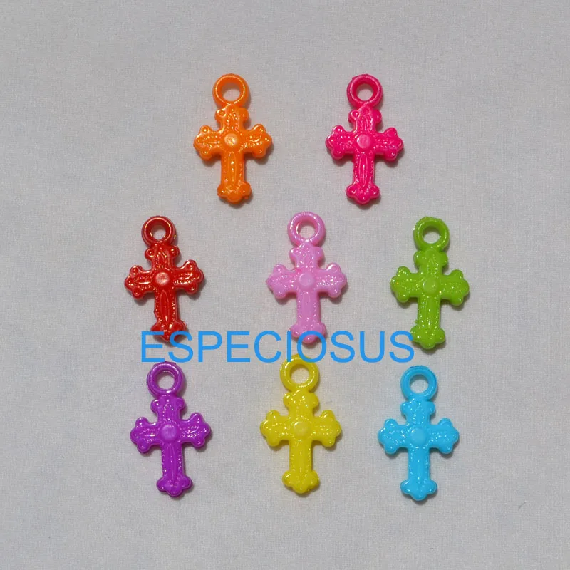 

100pcs DIY New Jewelry Making Accessories Cross Pendants Acrylic Beads Mix Color Religion Bracelet Department Plastic Fittings