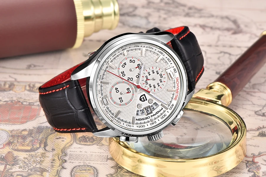 PAGANI дизайнерские Роскошные Брендовые мужские часы Кварцевые водонепроницаемые серебряные кожаные Наручные часы мужской хронограф повседневные спортивные часы