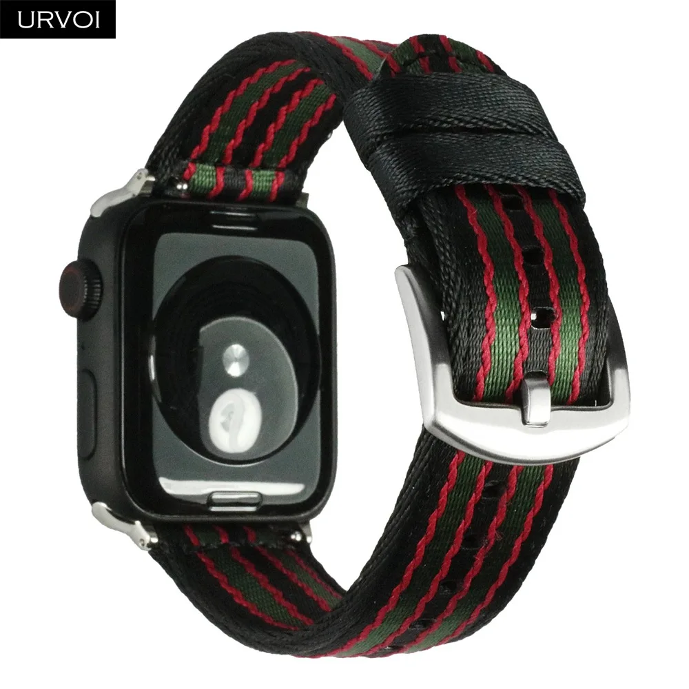 URVOI ремешок для apple watch серии 4 3 2 НАТО лямка из нейлоновой ткани для наручных часов iwatch, полосатый Замена прочная и удобная, брендовый, 38/42/40/44 мм