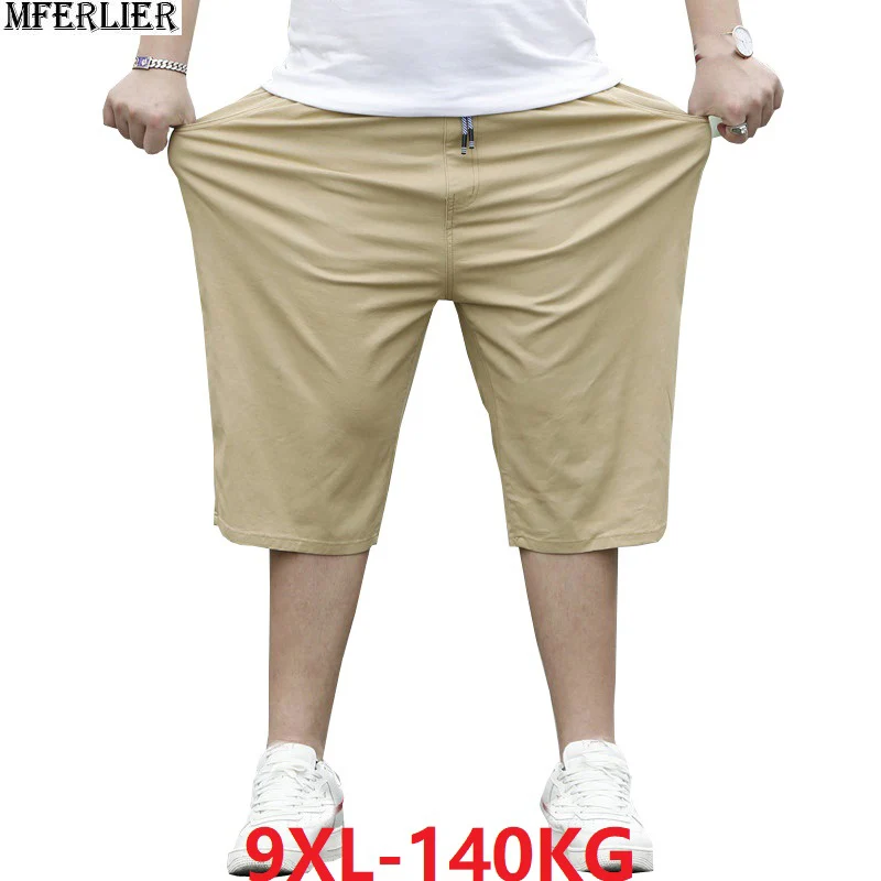 Большие размеры 8XL 9XL мужские повседневные простые домашние летние хлопчатобумажные шорты оверсайз 7XL эластичные шорты стрейч черный темно-синий