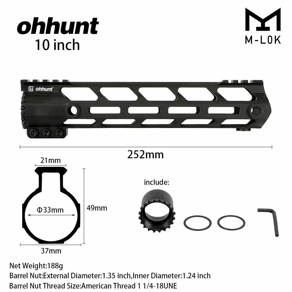 Тактический свободный поплавок M-LOK Handguard Picatinny Rail MLOK стиль стальной бочонок гайка для M4 M16 AR15 охота с петлей поворотное отверстие