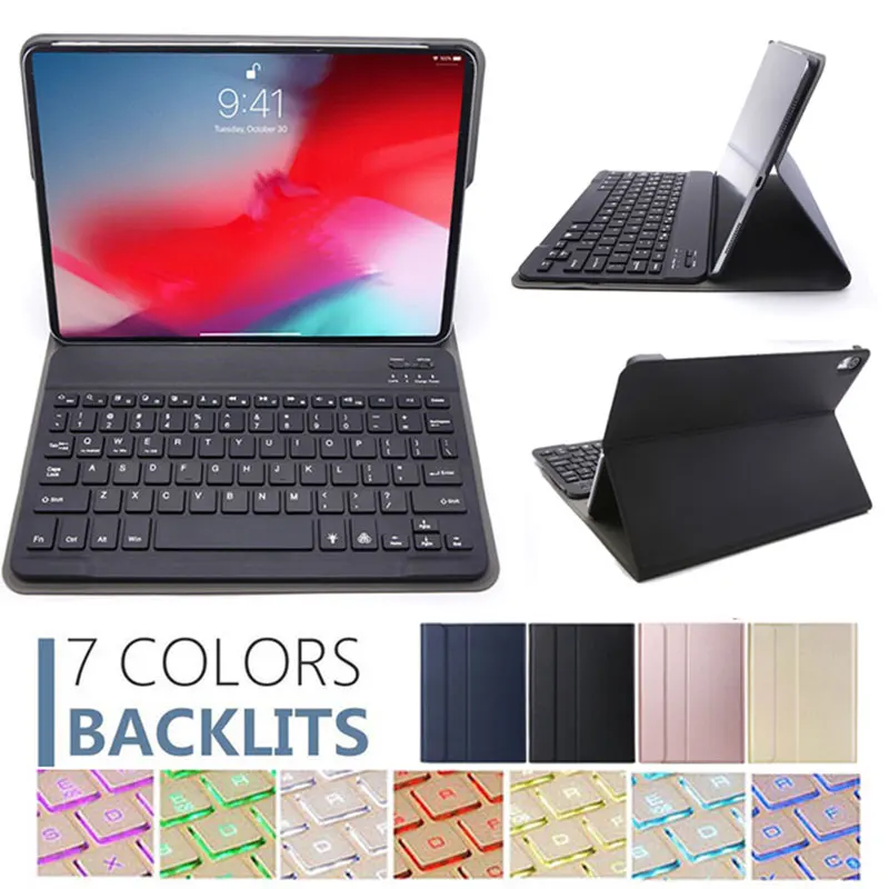 7 цветов подсветка Bluetooth клавиатура чехол для iPad Pro 11 дюймов Съемная Беспроводная клавиатура из искусственной кожи чехол Подставка для планшета