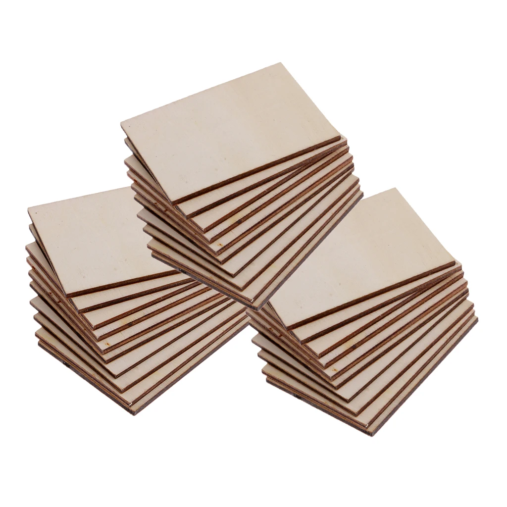 30 Pack Bulk Poplar Wood Blank Shapes Embellishment Plaque Sign Pyrography DIY Material Supplies - 70x49mm
