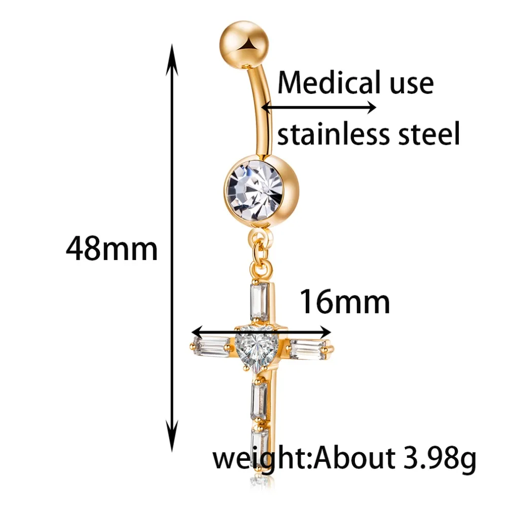Крестообразная форма из нержавеющей стали Кристалл пупка Кольца для пирсинга Nombril сексуальные Ombligo пирсинг пупка серьги для пирсинга