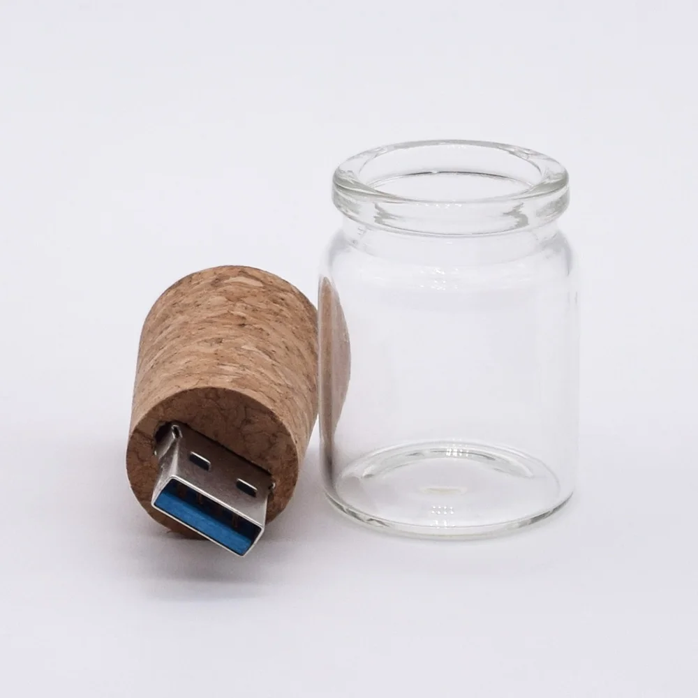 best pen drive brand USB 3.0 free personalized customization Glass drift bottle Cork USB wooden box pendrive 8GB 16GB 32GB 64GB wedding gift thunderbolt flash drive