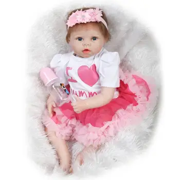 

22" Bebe alive reborn silicone reborn baby dolls blue/brown eyes magnetic princess dress children gift dolls toys boneca