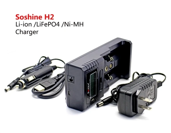 Soshine H2 Universal LCD Display Intelligent Smart Battery Charger for Li-ion Ni-MH LiFePO4 26650 18650 AA AAA 16340 9V Battery