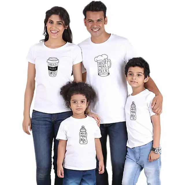 Dad Mom Son Daughter Shirts father and price for 1 shirt Need More Coffee Shirts Need More Beer juice Daddy Baby Matching Need More Milk