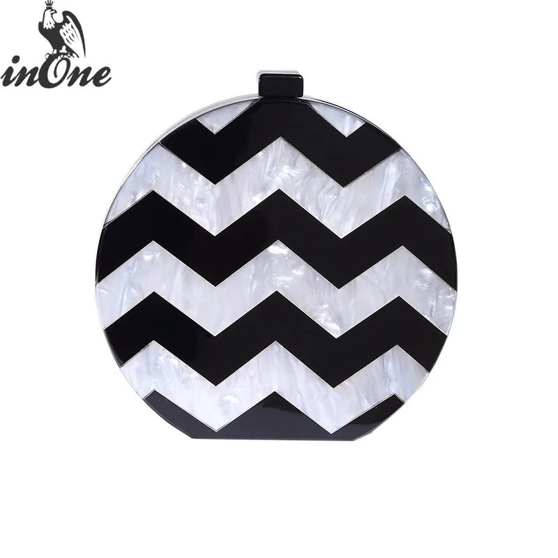 

INONE Evening Purse Acrylic Clutch Box Bags for Women 2019 Pearly Stripe Triangle Shape Handmade Crossbody Handbag Hard Case Bag