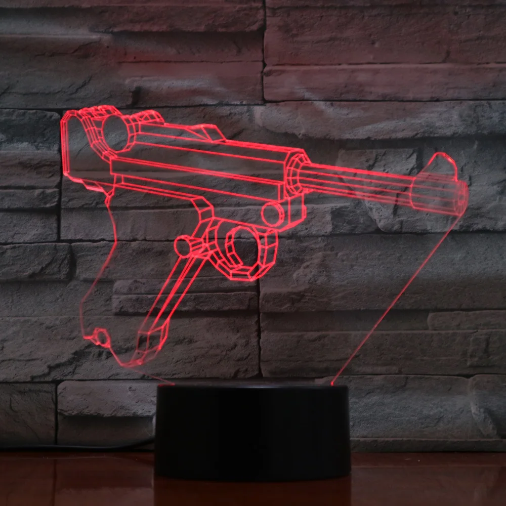 3D Nightlight LED Gun shape Desk Table Lamp 7 colors Children's lighting Touch Switch Luminaria DC 5V USB bulbing light | Лампы и