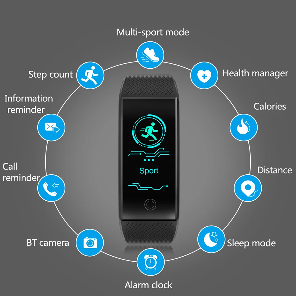 QW18 Смарт-часы спортивные фитнес-трекер сердечного ритма кровяное давление смарт-браслеты поддержка WhatsApp/Facebook/Twitter