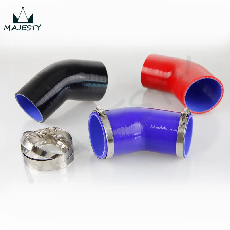 5 sets 45 Degree Racing Silicone Hose Elbow Coupler Intercooler Turbo hose 51mm 2" inch+Clamps black/blue/red | Автомобили и
