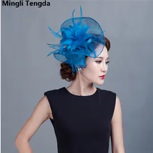 Пряжи волос невесты Свадебные аксессуары производителей экспорта вечерние пряжи розовый корсаж фото перо Кепки вводной Mariage Mingli Tengda