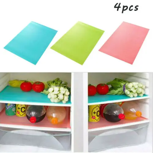 Refrigerator Pad Antibacterial Mats Shelf Liners Antifouling Mildew//Moisture Absorption Pad Multifunctional Vegetable Fruits Fresh Pads Fridge Drawer Table Placemats 4pc//Set Blue