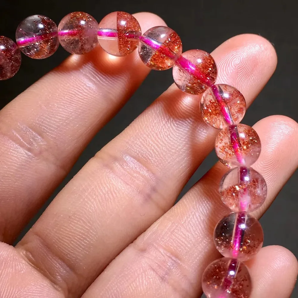 8,2 мм Натуральная Lepidocrocite кварц красный супер семь Ясно Круглый шарик растягивающийся Кристальный браслеты для женщин AAAAA Прямая доставка