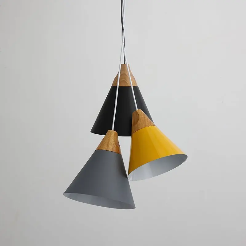 

Modern Nordic Pendant Lights For Home Light Fixture Aluminum Lampshade Oak Wood LED Lustre Restaurant Dining room Kitchen Light