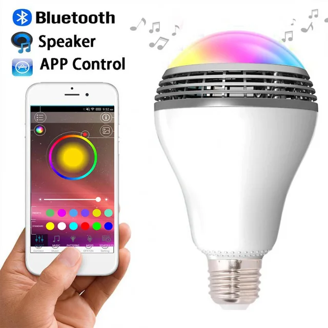 

HANTOPER Colorful Smart Lamp Wireless Speaker 110V - 240V E27 LED Bulb Light Bluetooth Speaker Loudspeaker For Android ISO
