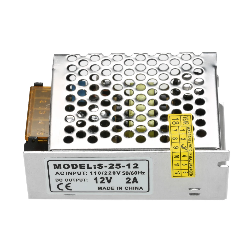 

AC 110V/220V to DC 12V 2A 25W Adjustable Switch Power Supply Voltage Transformer for LED Strip Light