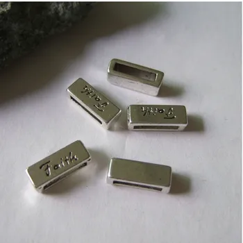 

10pcs FAITH Flat Leather Bar Slider Beads For 10*2mm Flat Leather Cord Jewelry Findings