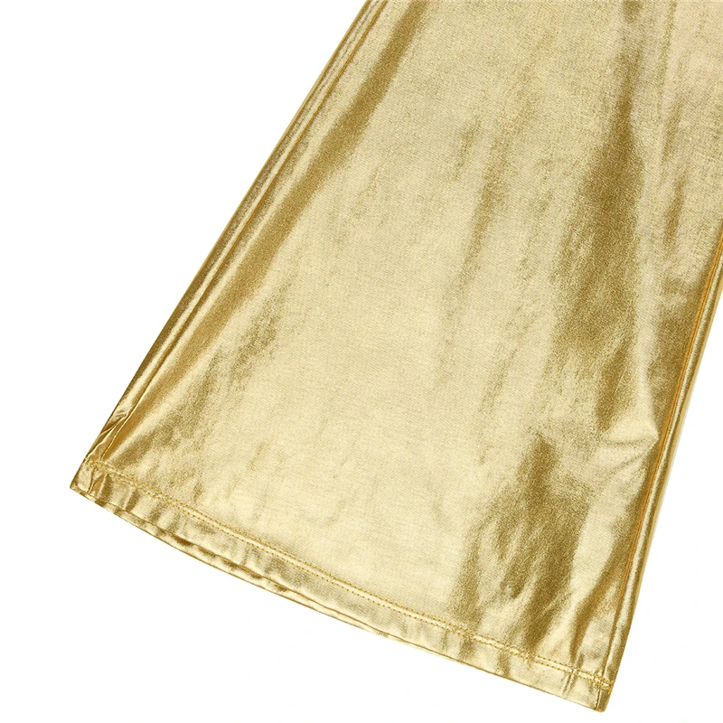 Motorcycle PU Leather Pants Men Brand Skinny Shiny Gold Coated Metallic Pants Trousers Nightclub Stage Perform for Singers