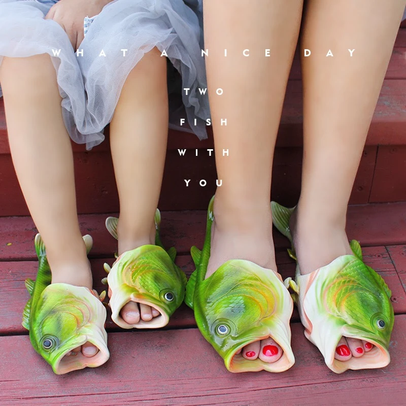 Fashion fish-Shaped female Drag Slippers flip-flops Summer Outdoor Couple Beach Slippers Breathable Unisex Beach Shoes