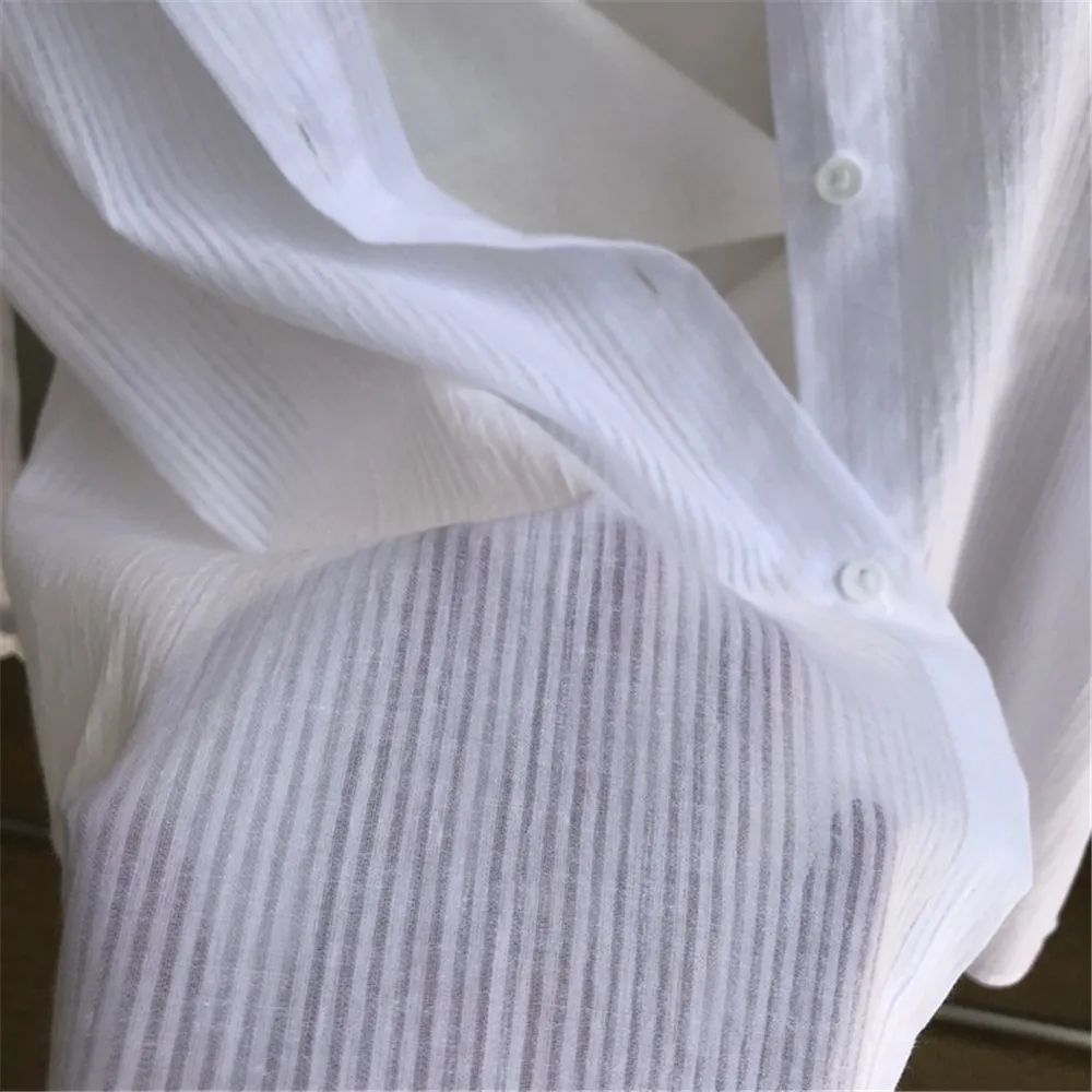 100% Cotton Casual White Sunproof Blouse Women 2018 Summer Women Long Sleeve White Shirts Blouse High quality Office Blouse Tops (14)