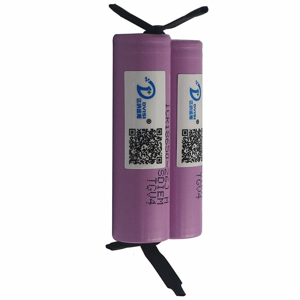 

DVISI 2PCS New Original for Samsung 18650 ICR18650-26 2600mAh With solder tabs Rechargeable Batteries screwdriver and PC