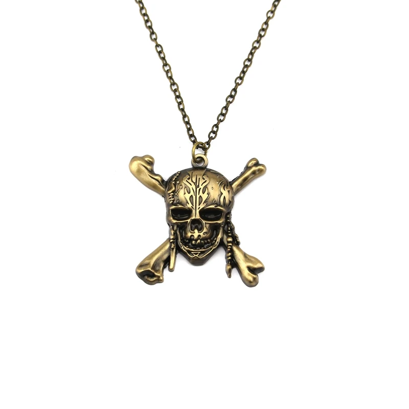 Pirates Of The Caribbean Necklace Captain Jack Skull Antique Silver