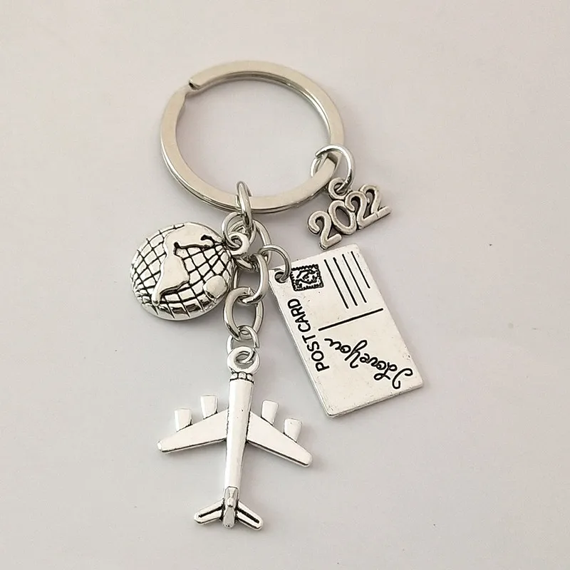 

2021/2022 Earth Airplane Keychains No Matter Where Pendant Travel Keyring Friendship Best Friend Jewelry Diy Handmade