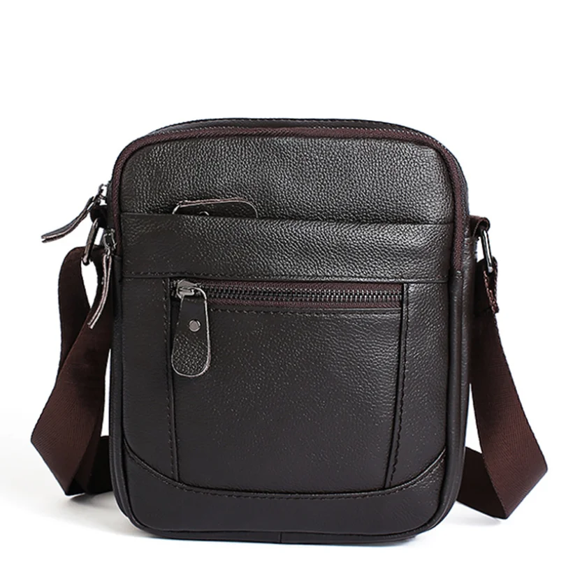 MVA натуральная кожа, мужская сумка на плечо, качественная коровья кожа, мужская повседневная сумка-мессенджер, модная открытая мужская сумка на плечо на молнии - Цвет: coffee