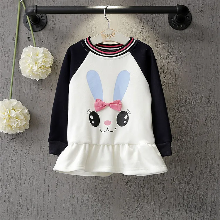

girls clothes cute rabbit Winter plus velvet princess Baby dress girls dress kids clothing