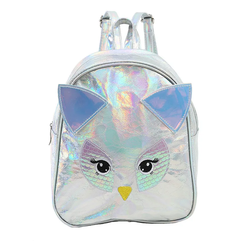 

Miyahouse Cartoon Women Holographic Backpack PU Laser Female Backpack Cute Small Student Lady Rucksack Shopping Travel Bag
