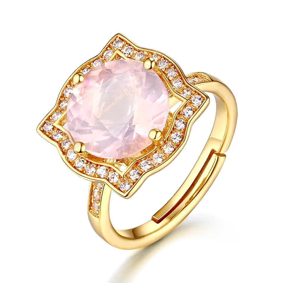ALLNOEL 925 Sterling Silver Ring For Women Indian Jewelry Silver 925 Fine Jewellry Accessories Gemstone Gifts Rose Quartz Rings  (2)