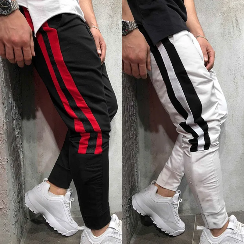 New Men Casual Sports Pants Gym Slim Fit Trousers Tracksuit Bottoms Skinny Joggers Sweat Drwastring Track Pants