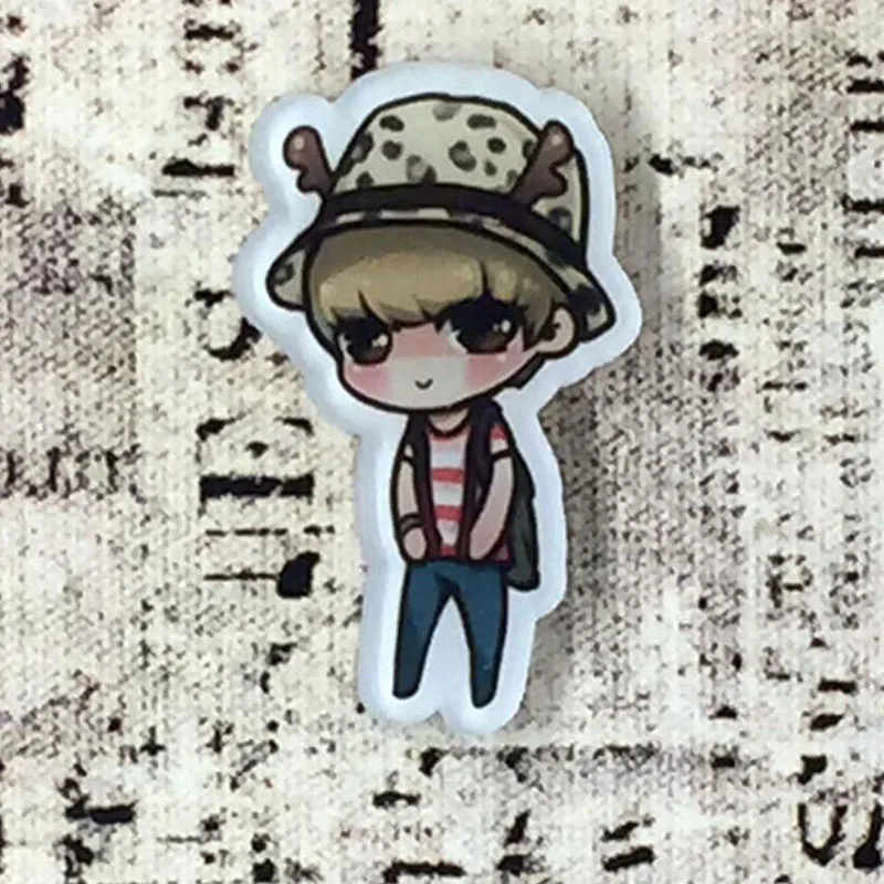 1 шт. Лидер продаж милые Мультяшные значки на брошь EXO Kris Oh Se Hun Luhan булавка рюкзак
