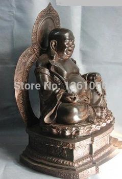 

xd 00999 19 Buddhism Bronze Lucky RuYi Maitreya Rohan Monk Buddha Statue