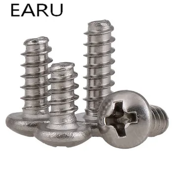 

304 Stainless Steel Round Pan Head Flat Tail Self Tapping Phillips Wood Screws Bolt M4*6/8/10/12/16/20 Factory Online Wholesale