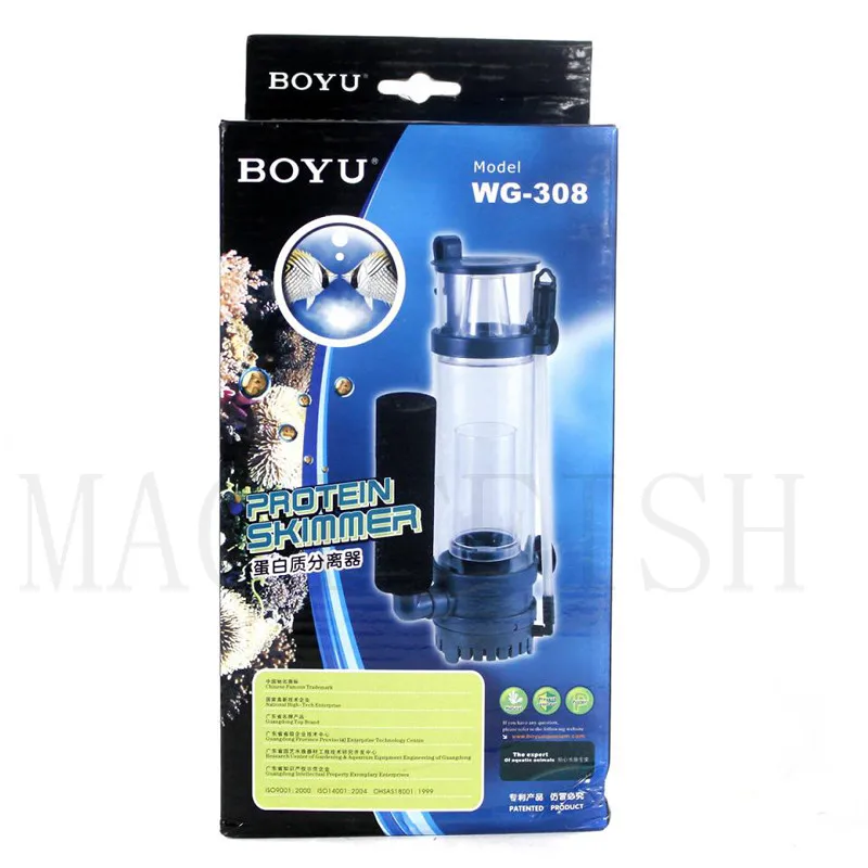 Boyu WG-308 6 Вт 220-240 в протеиновый скиммер для 80-120л нано соленой воды морской аквариумный Аквариум/BOYU WG318 протеиновый скиммер