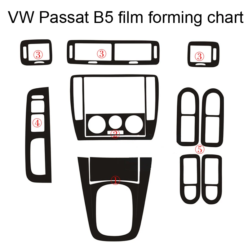

For Volkswagen VW Passat B5 Interior Central Control Panel Door Handle 3D/5D Carbon Fiber Stickers Decals Car styling Accessorie