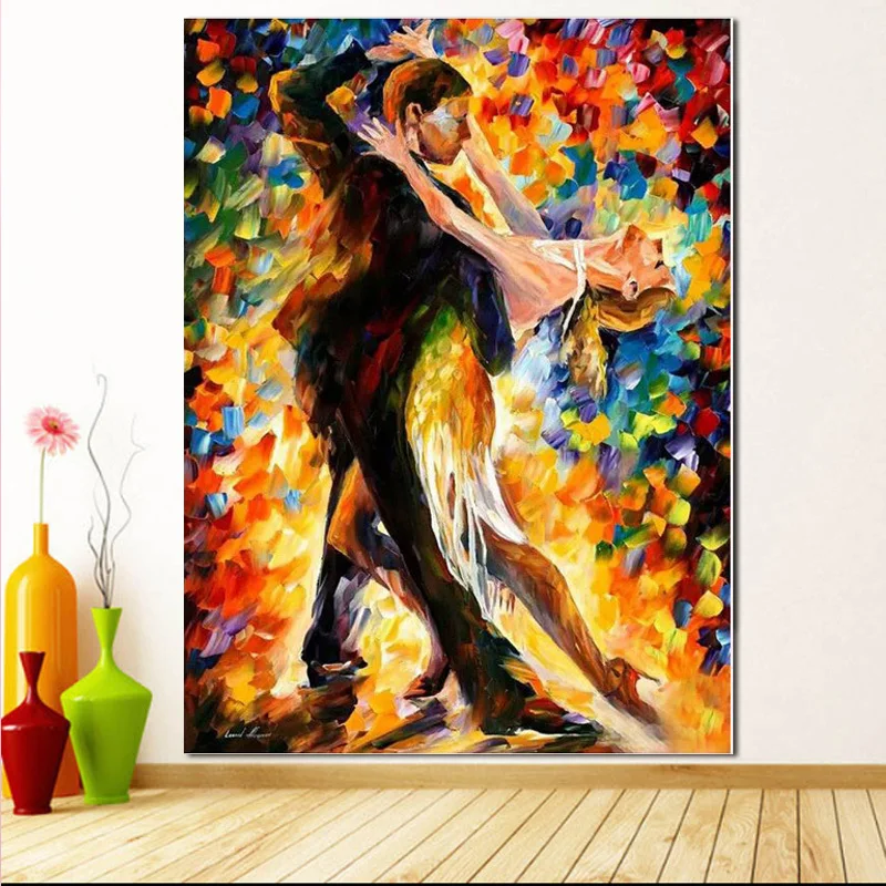 

Modner Handpainted Abstract Lover Dancing Oil Painting On Canvas Palette Knife Art Wall Pictures For Living Room Home Decor Art
